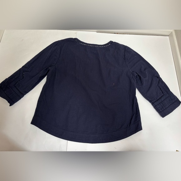 Anthropologie Moulinette Soeurs navy blue size 6 seersucker eyelet bohemian boxy - Picture 14 of 16